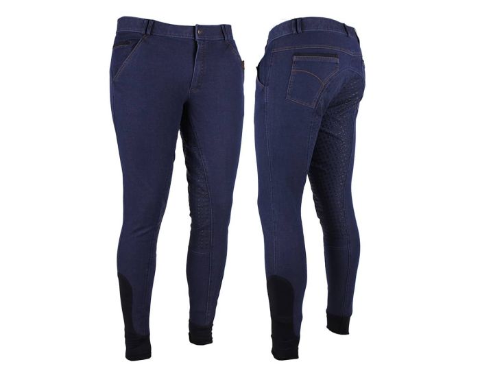 QHP Pantaloni da Equitazione Denim antiscivolo Seat Man main product photo