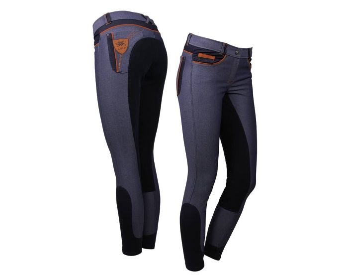 QHP Pantaloni da equitazione Claire Jeans in Pelle Sintetica main product photo