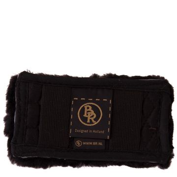 BR Protettore per il mento in pelle di pecora 14 cm Nero