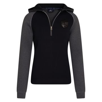 HV Polo Felpa con cappuccio con mezza zip Mariet M Nero