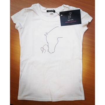 Cavalliera T-Shirt per bambini con testa di cavallo deco in strass rosa